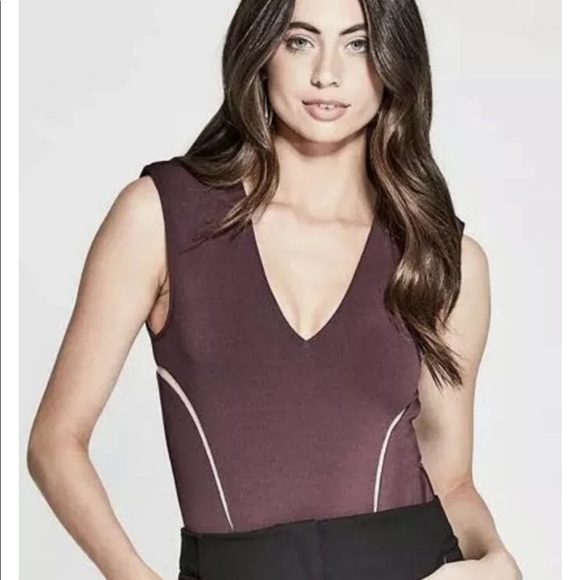 New Guess Marciano Amelia Mesh Sheer Inset Bodysuit Top 0 XS - Picture 2 of 6